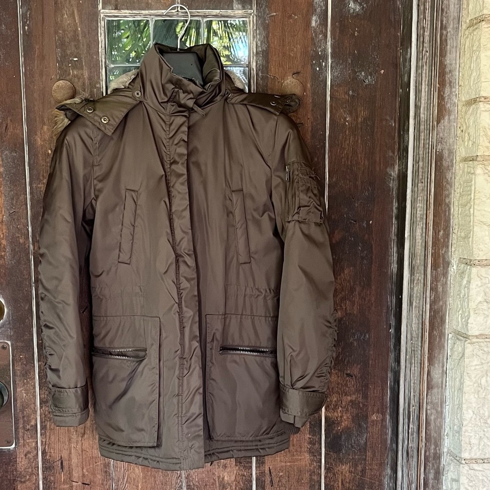 Club Monaco | Hooded Anorak Winter Coat Parka Olive Insulated w/Pockets
